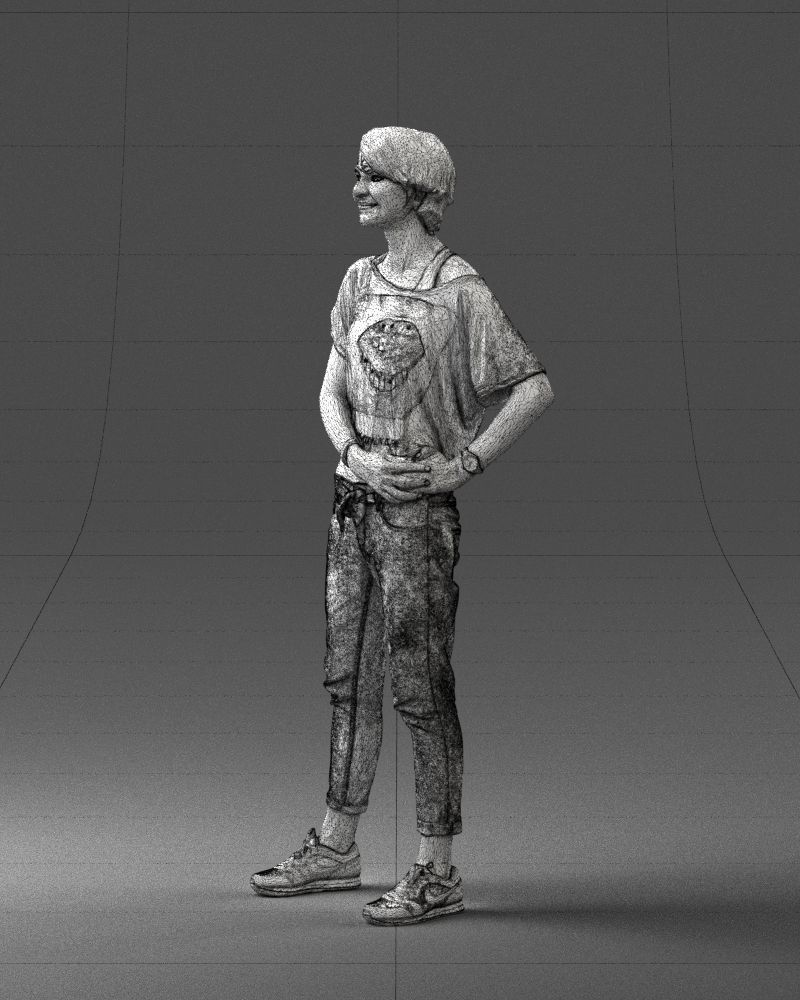 Happy hipster woman 0260 3D Print Ready 3D print model_29