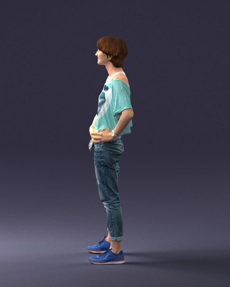 Happy hipster woman 0260 3D Print Ready 3D print model_24