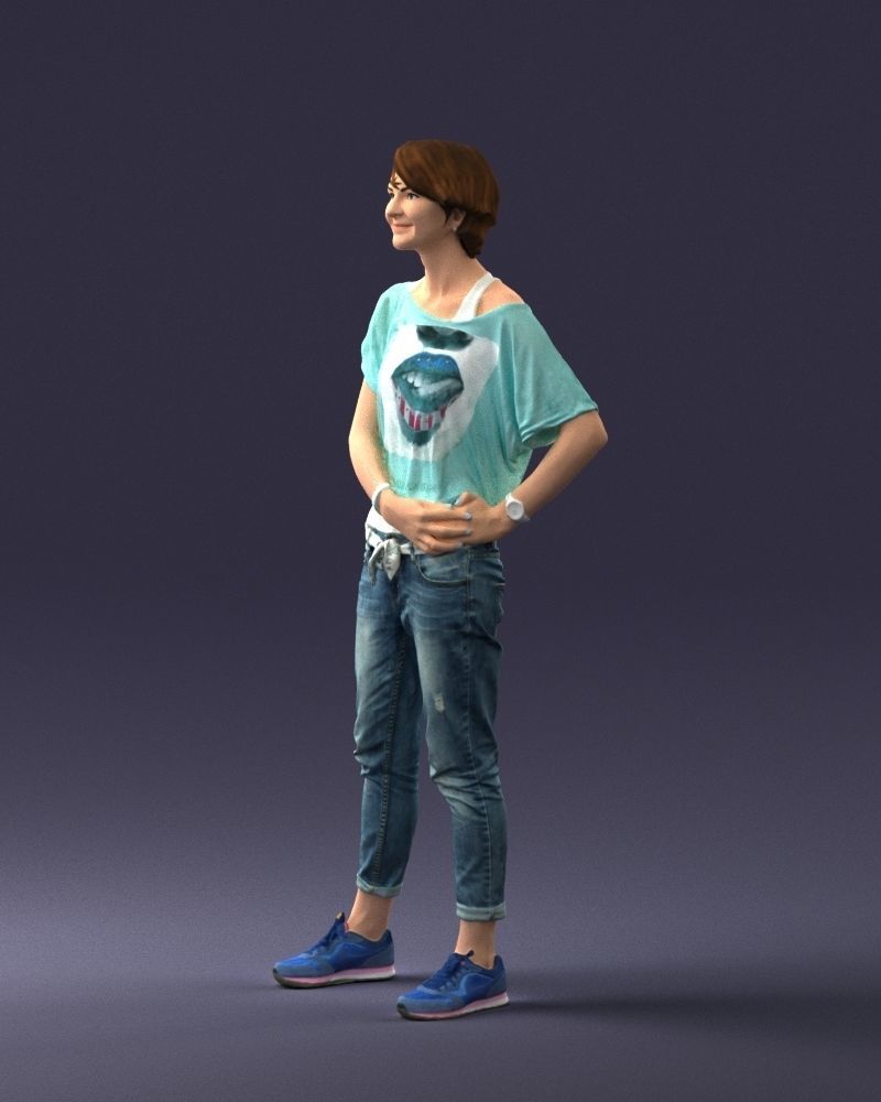 Happy hipster woman 0260 3D Print Ready 3D print model_27