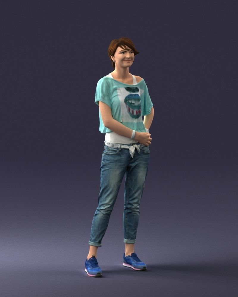 Happy hipster woman 0260 3D Print Ready 3D print model_6