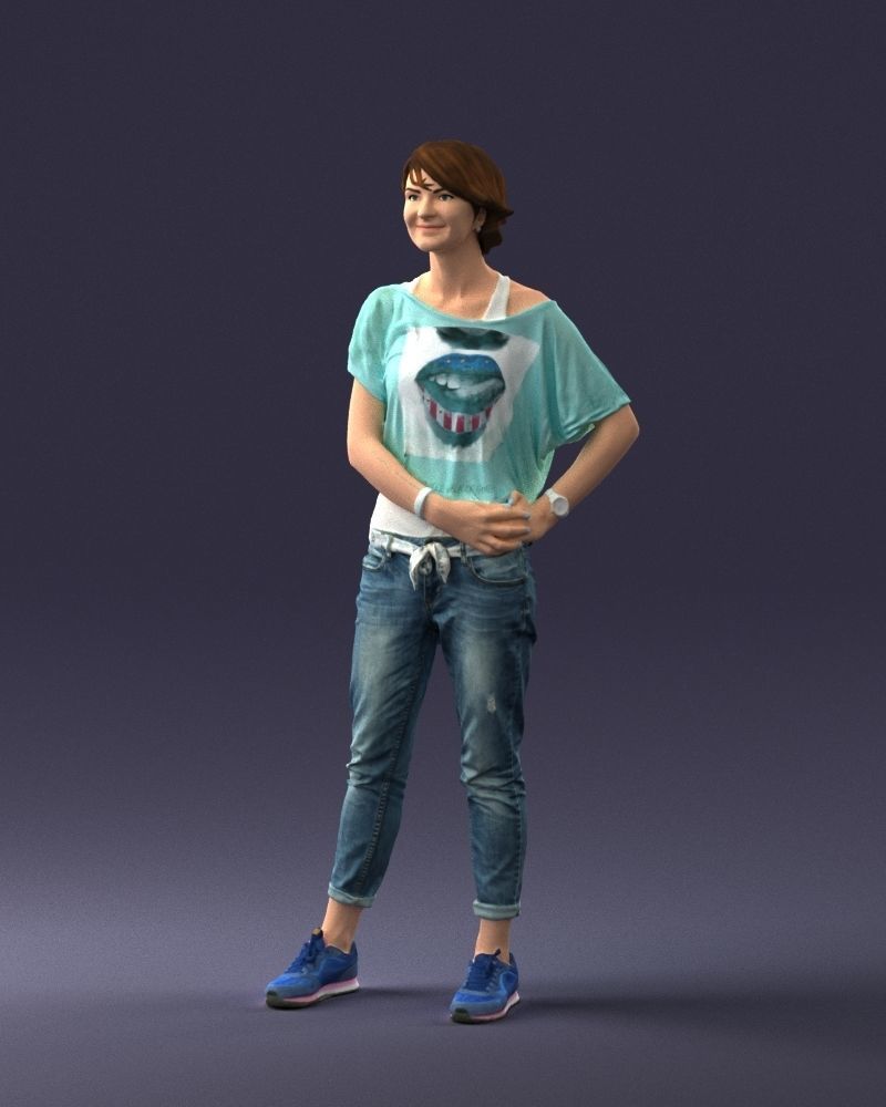 Happy hipster woman 0260 3D Print Ready 3D print model_30
