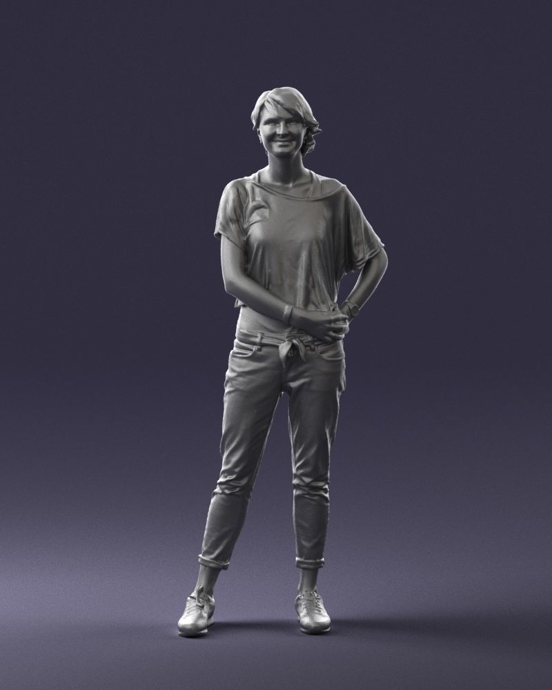 Happy hipster woman 0260 3D Print Ready 3D print model_1