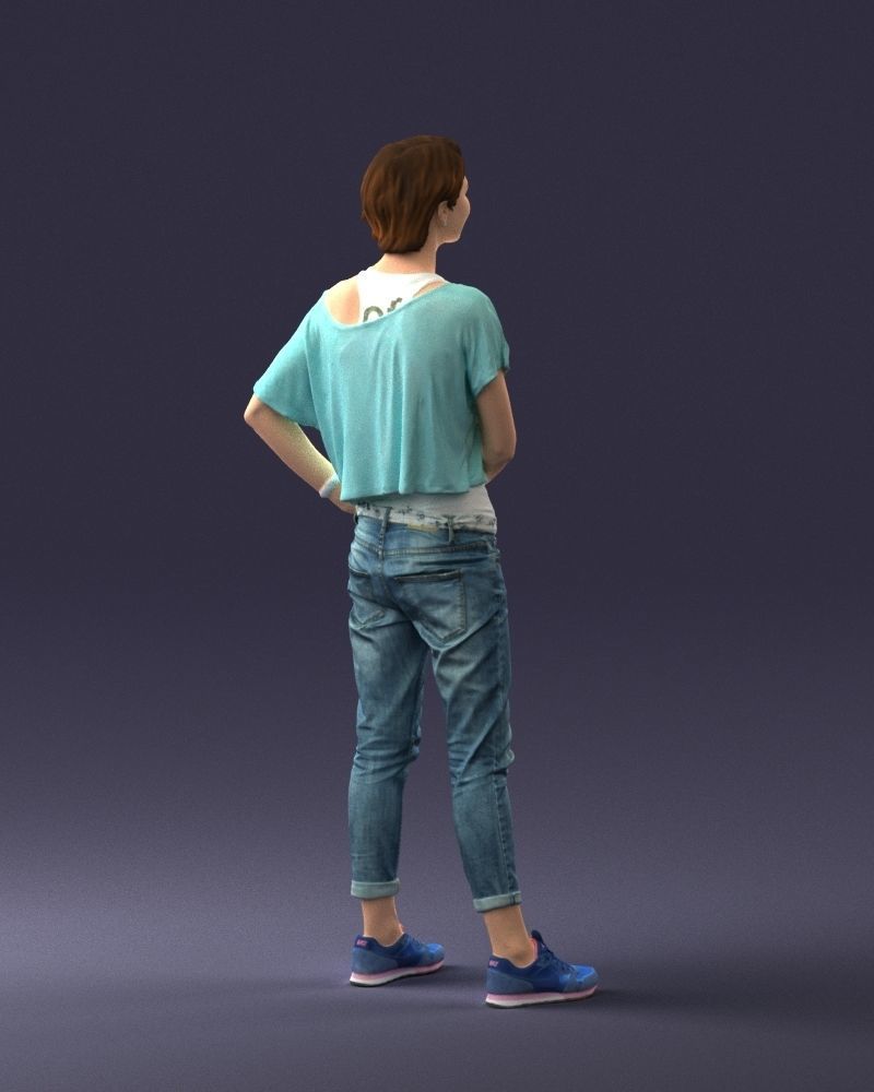 Happy hipster woman 0260 3D Print Ready 3D print model_15