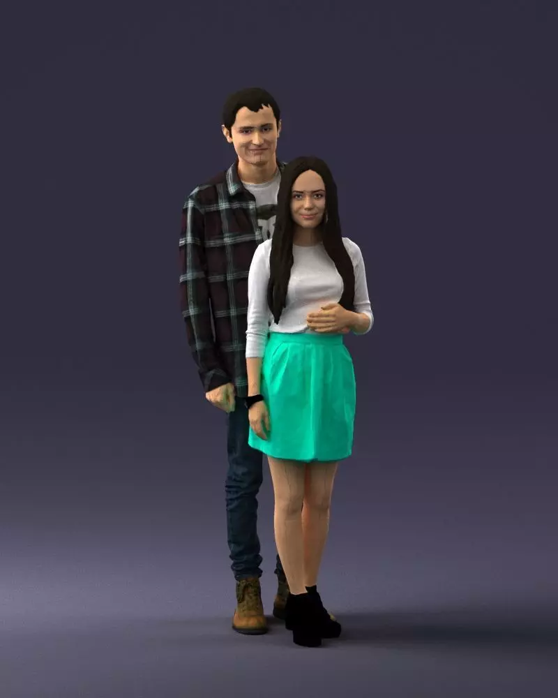 000402 Man Standing Behind Woman Casual Pose 3dp 3D print model