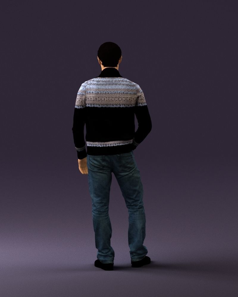 Man in black white long sleeve sweater 0757 3D Print Ready 3D print model_13