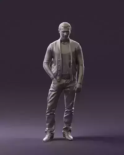 Man in black white long sleeve sweater 0757 3D Print Ready