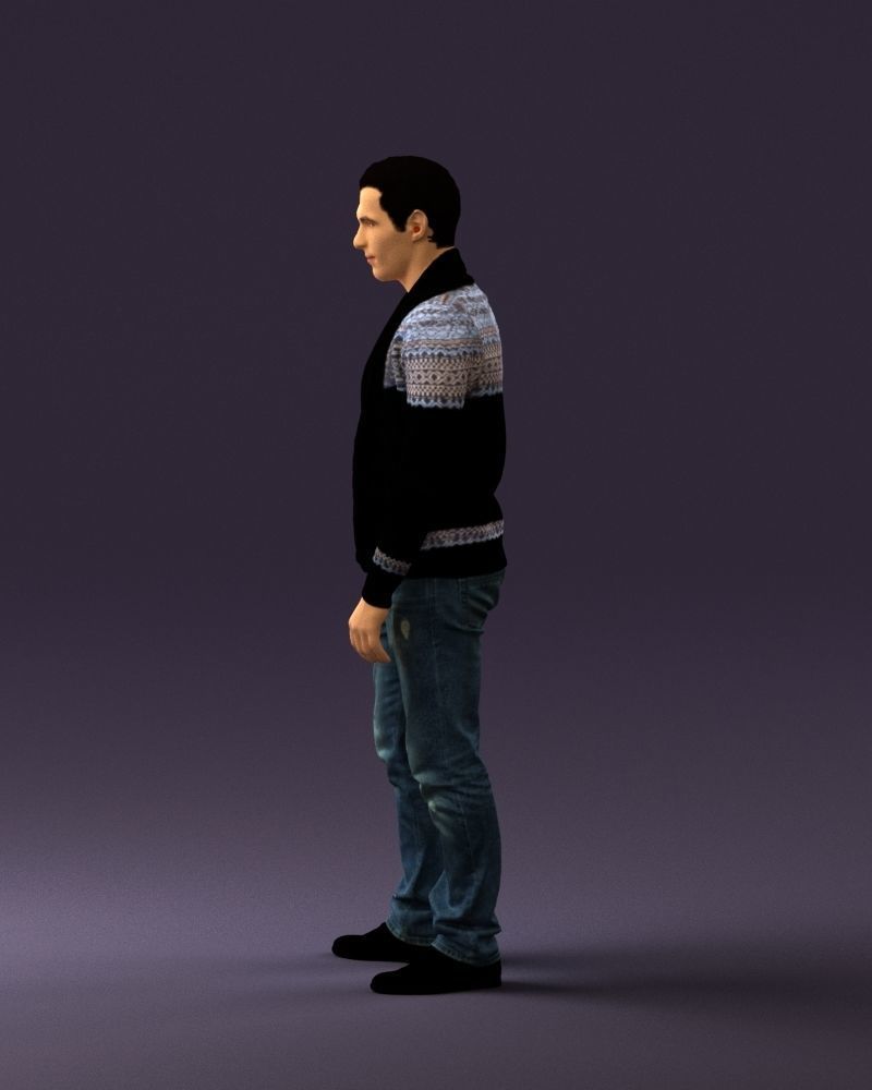 Man in black white long sleeve sweater 0757 3D Print Ready 3D print model_17