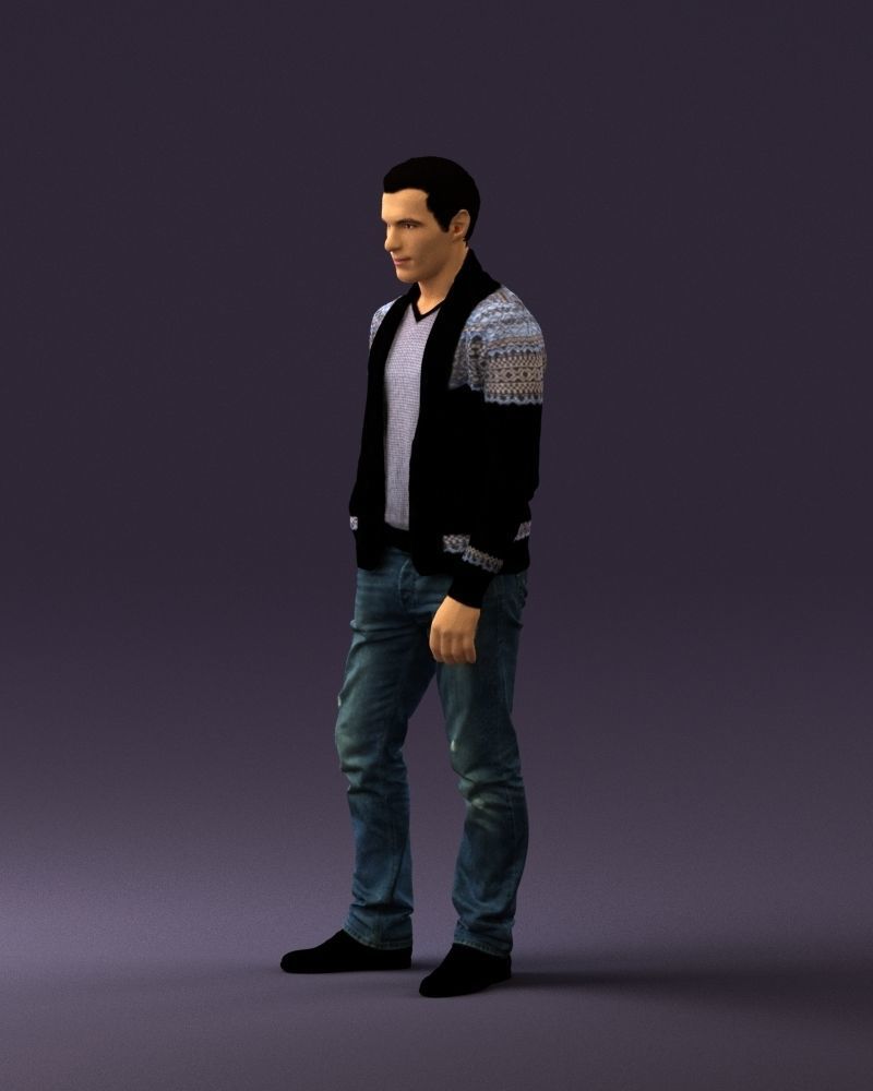 Man in black white long sleeve sweater 0757 3D Print Ready 3D print model_19