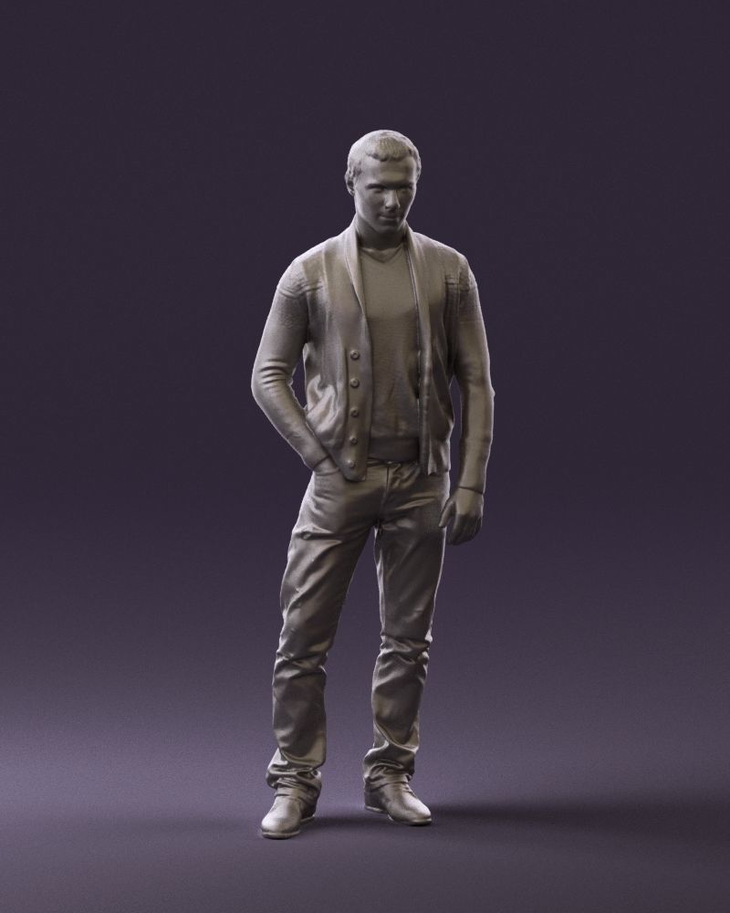 Man in black white long sleeve sweater 0757 3D Print Ready 3D print model_2