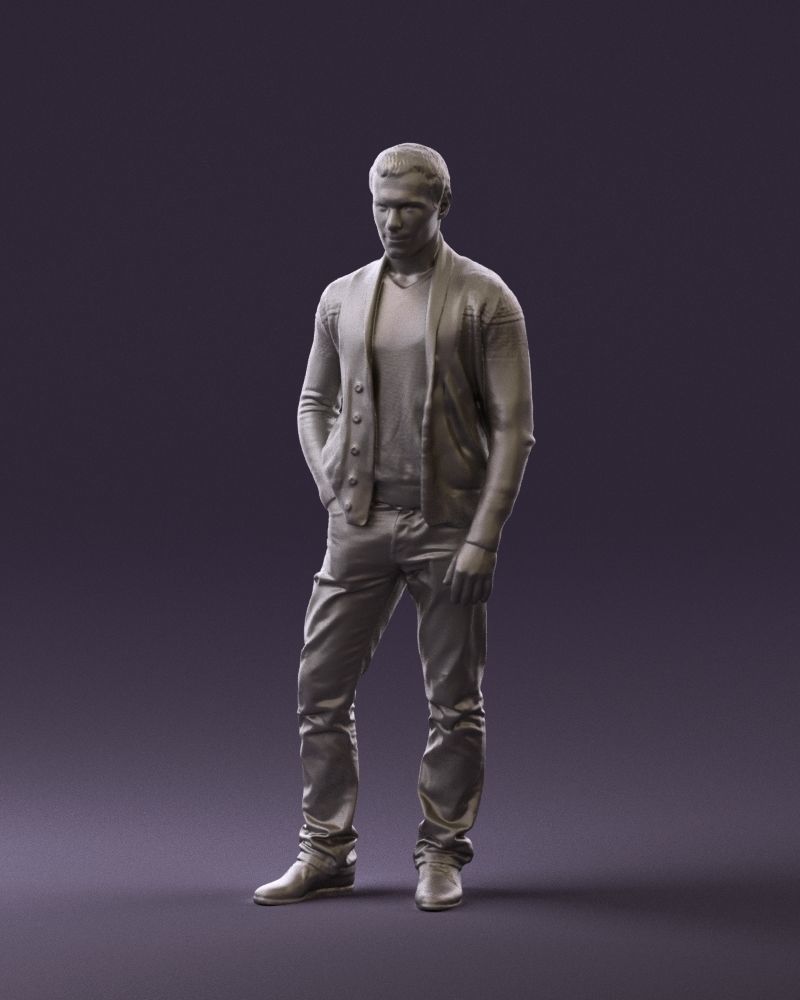 Man in black white long sleeve sweater 0757 3D Print Ready 3D print model_20