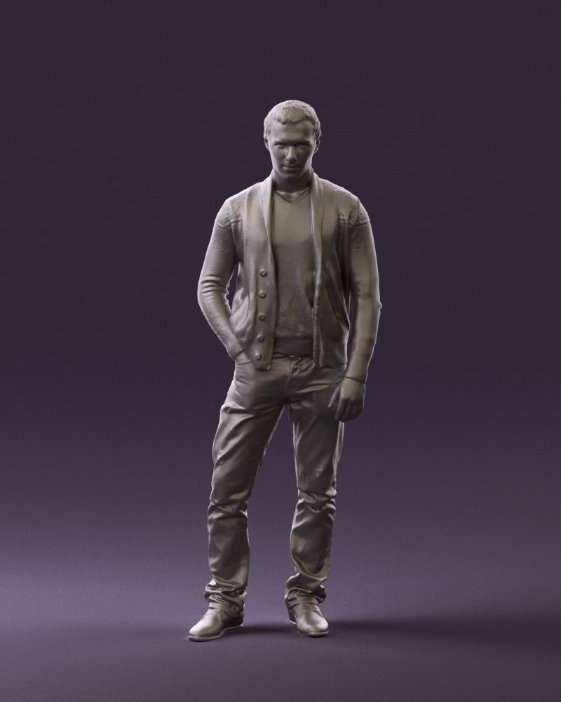 Man in black white long sleeve sweater 0757 3D Print Ready 3D print model_22