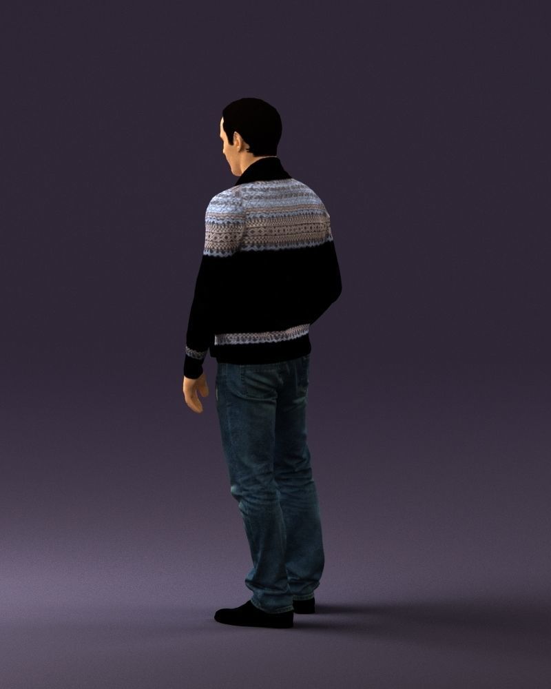 Man in black white long sleeve sweater 0757 3D Print Ready 3D print model_15