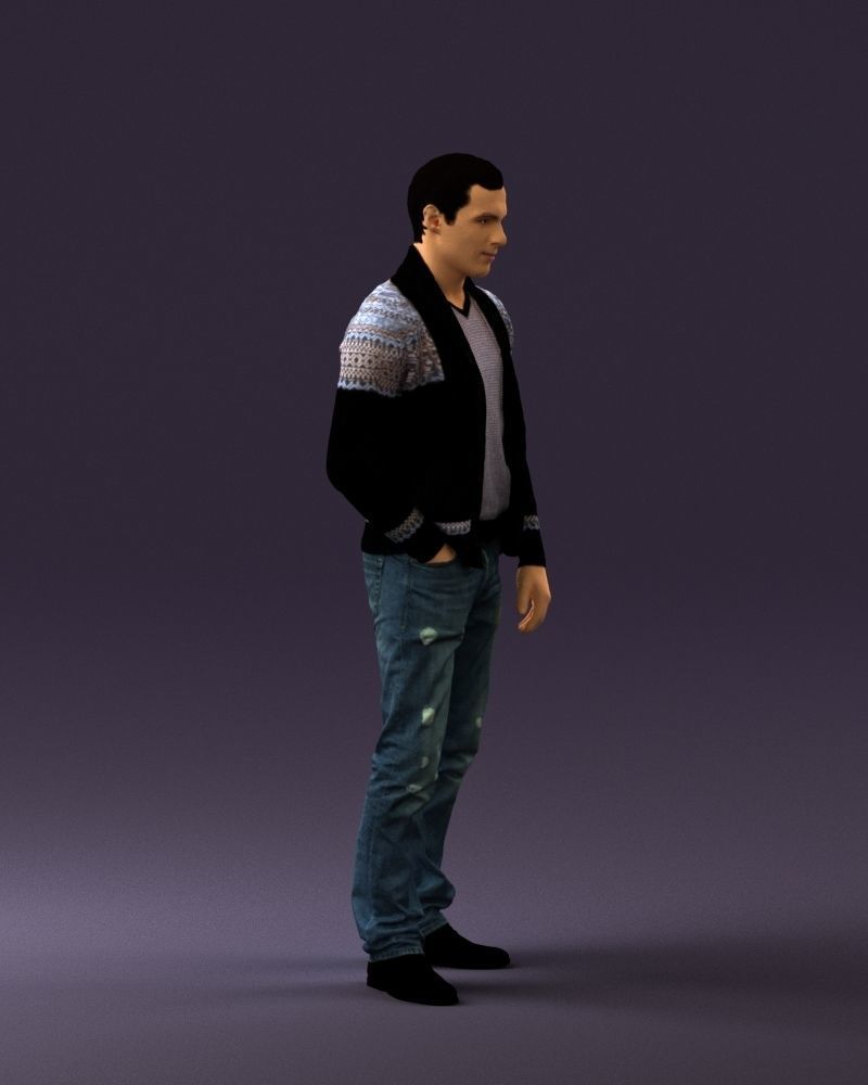 Man in black white long sleeve sweater 0757 3D Print Ready 3D print model_7