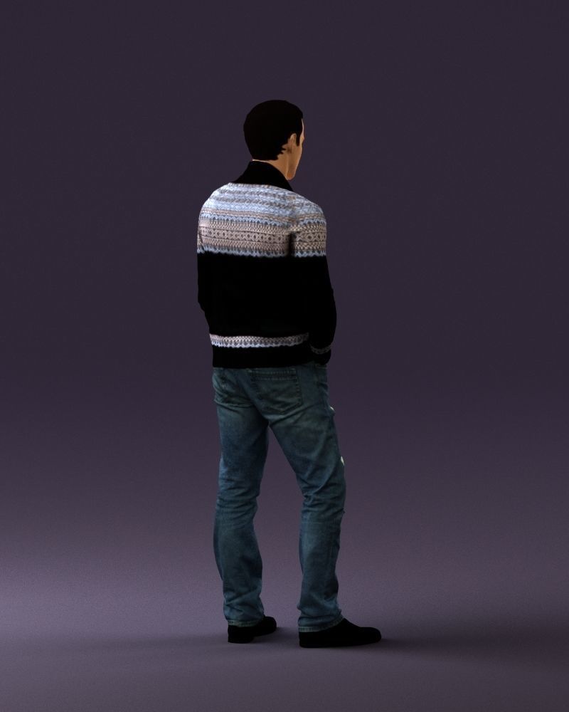 Man in black white long sleeve sweater 0757 3D Print Ready 3D print model_11