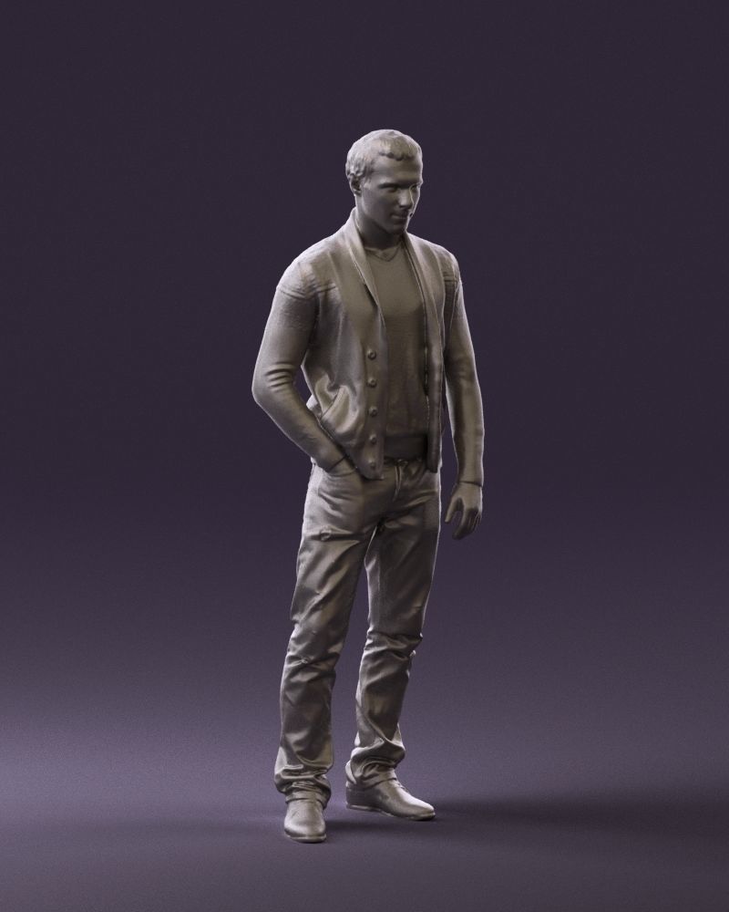 Man in black white long sleeve sweater 0757 3D Print Ready 3D print model_4