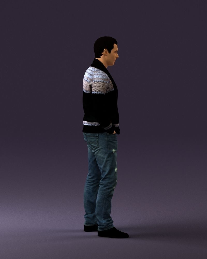 Man in black white long sleeve sweater 0757 3D Print Ready 3D print model_9