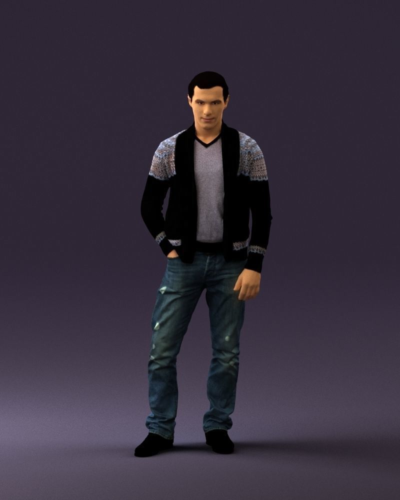 Man in black white long sleeve sweater 0757 3D Print Ready 3D print model_23