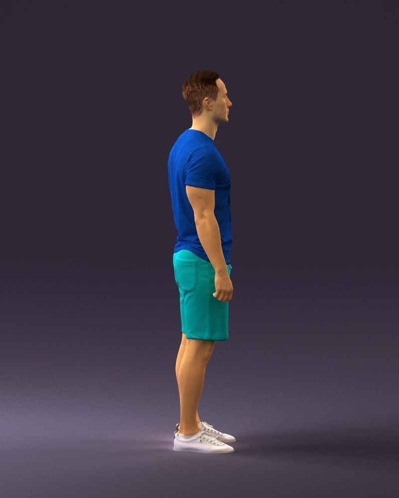 Man in blue shirt turquoise 0770 3D Print Ready 3D print model_9