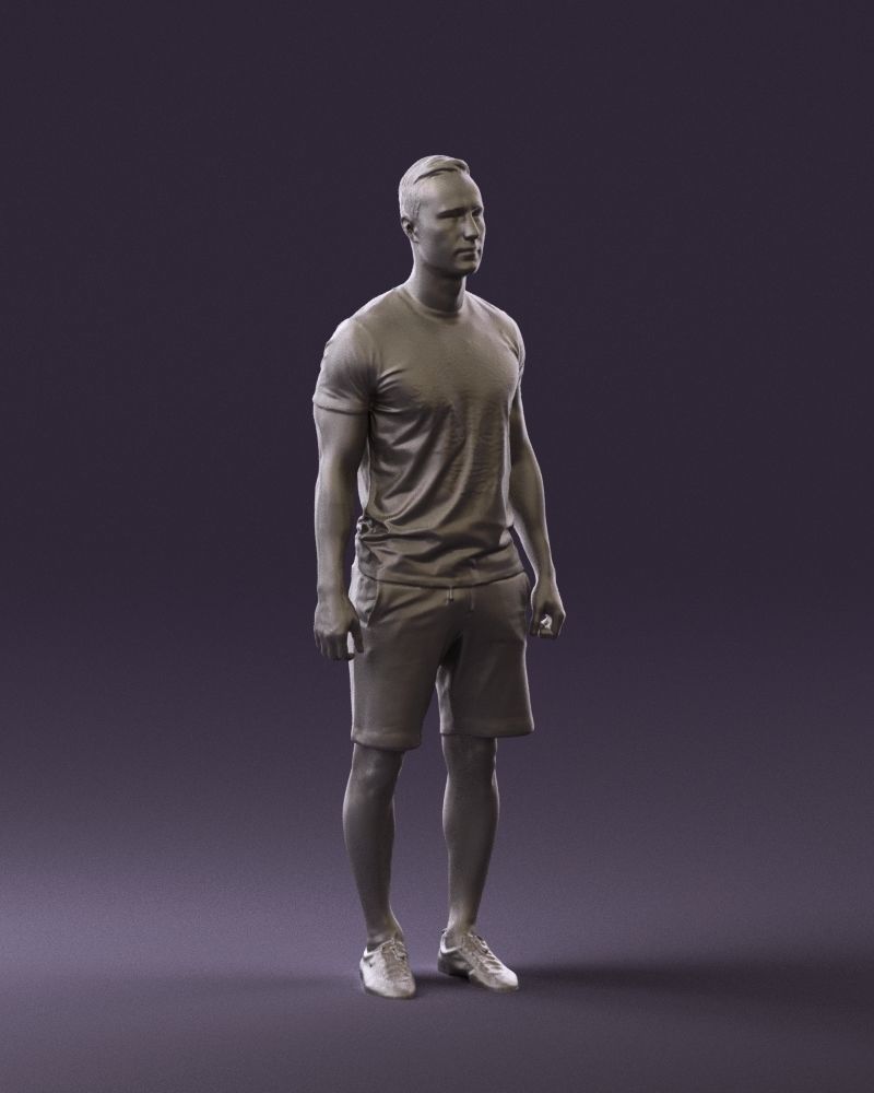 Man in blue shirt turquoise 0770 3D Print Ready 3D print model_4