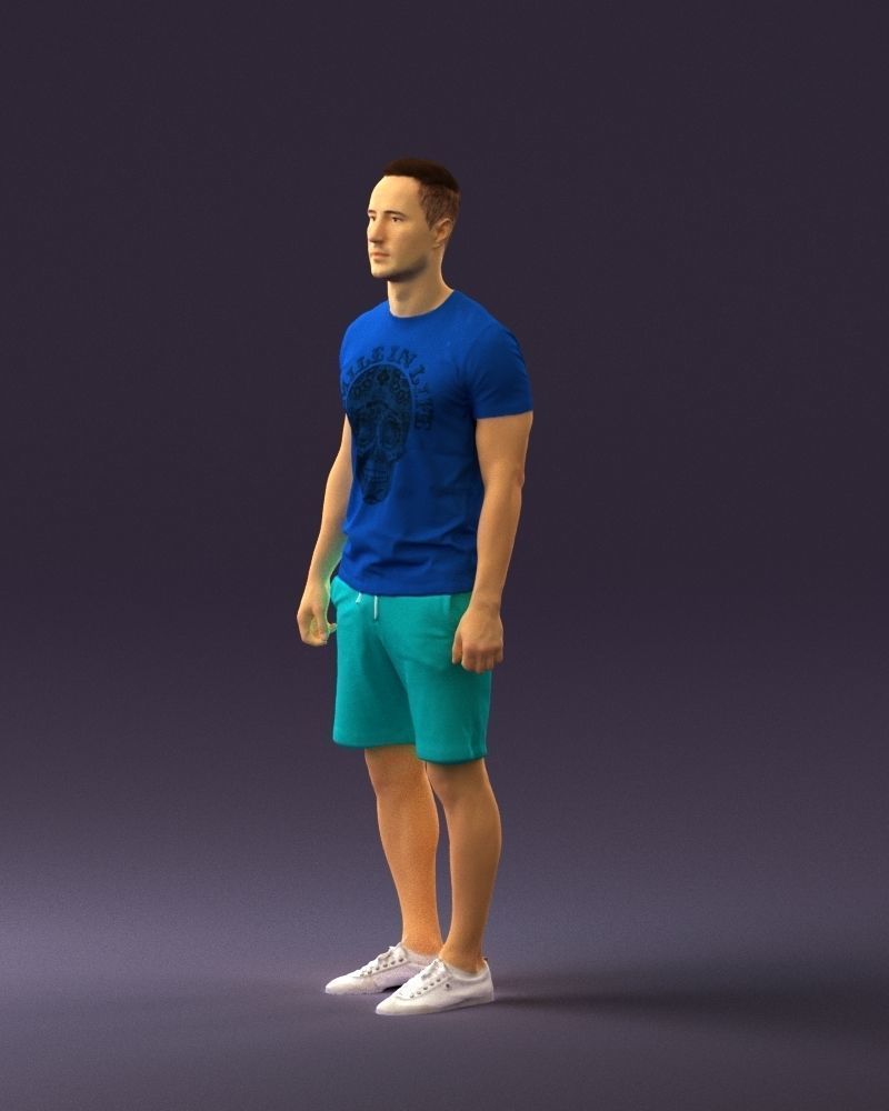 Man in blue shirt turquoise 0770 3D Print Ready 3D print model_19