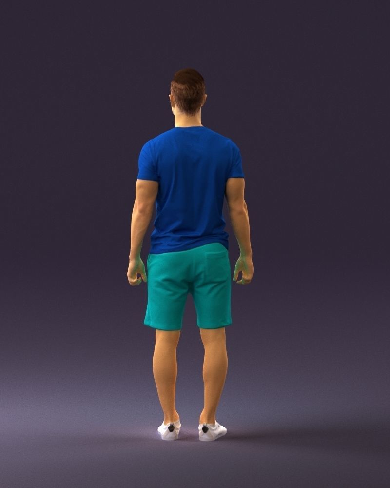Man in blue shirt turquoise 0770 3D Print Ready 3D print model_13
