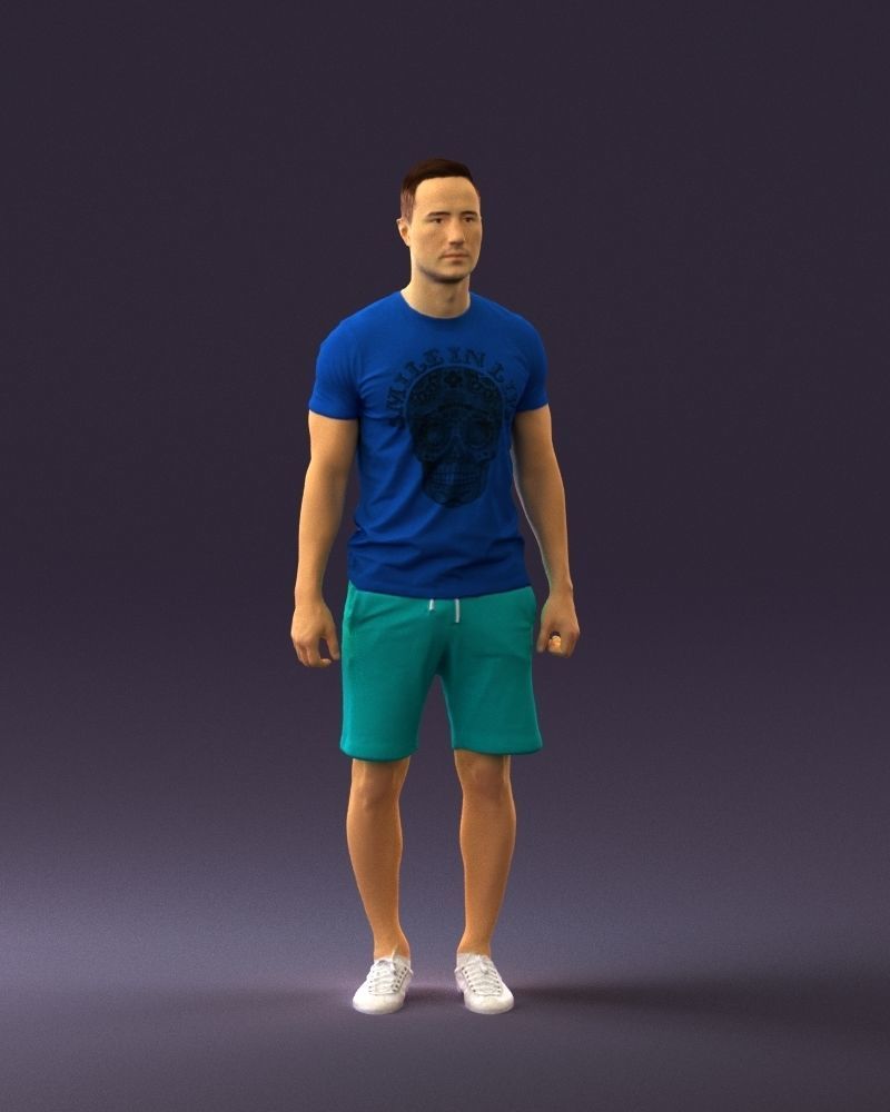 Man in blue shirt turquoise 0770 3D Print Ready 3D print model_3