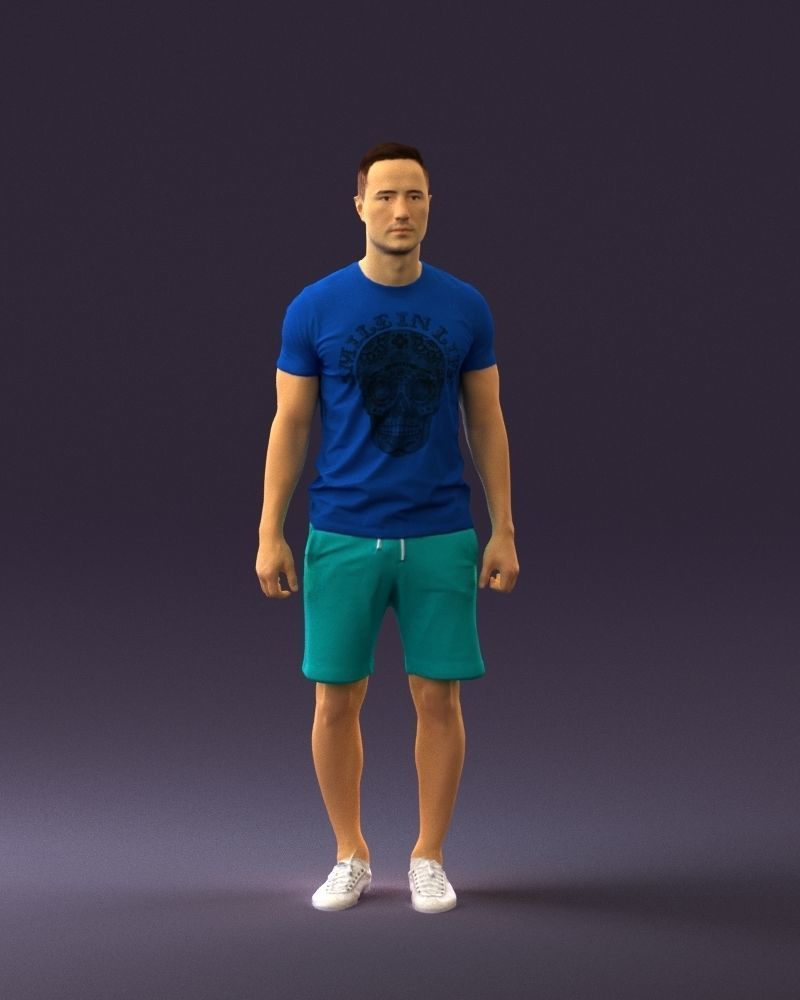 Man in blue shirt turquoise 0770 3D Print Ready 3D print model_1