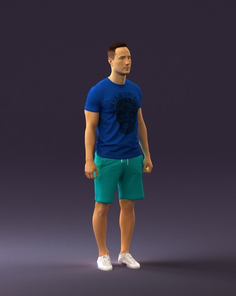 Man in blue shirt turquoise 0770 3D Print Ready 3D print model_5