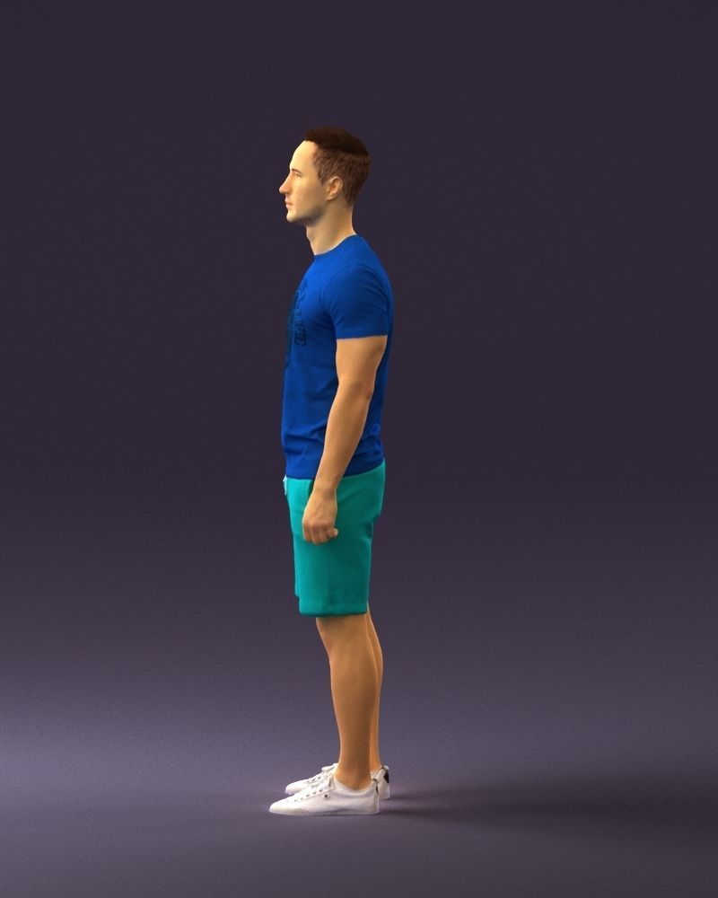Man in blue shirt turquoise 0770 3D Print Ready 3D print model_17