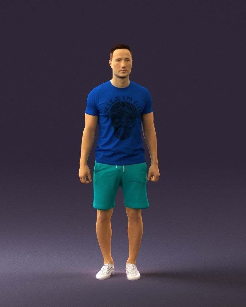 Man in blue shirt turquoise 0770 3D Print Ready 3D print model_25