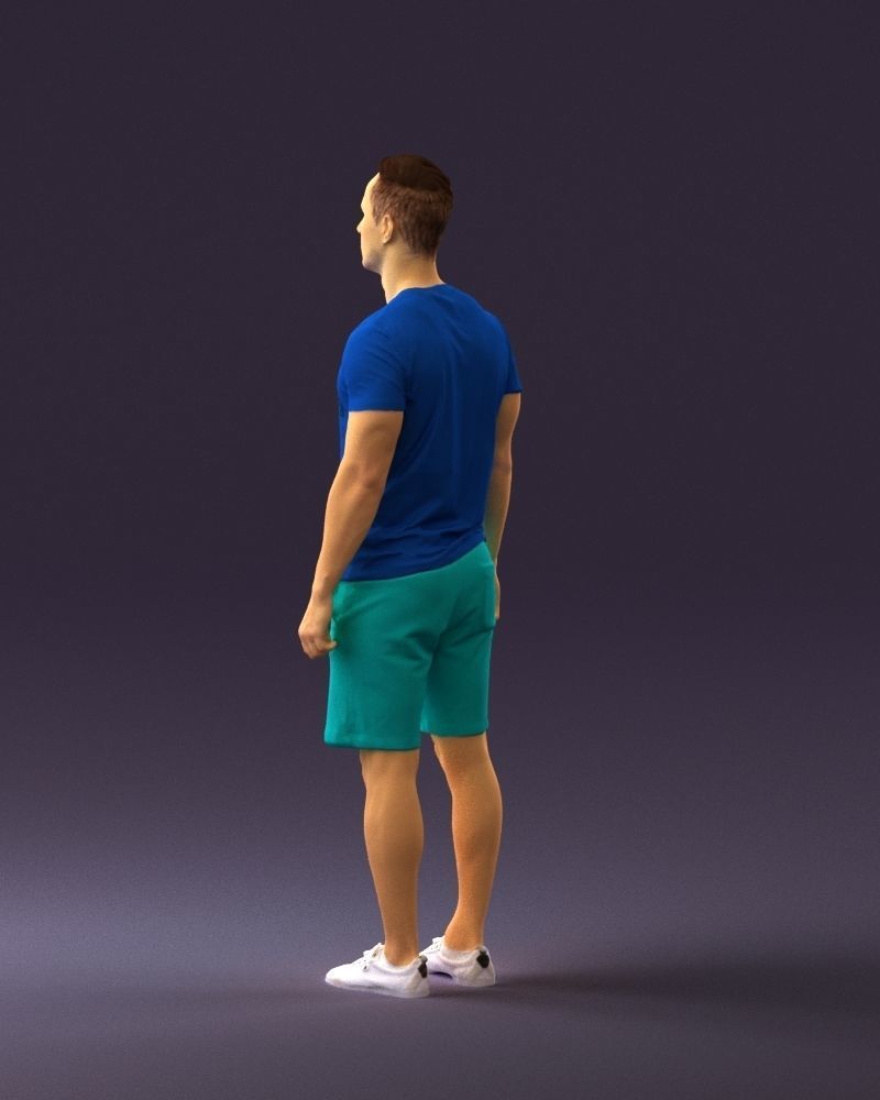 Man in blue shirt turquoise 0770 3D Print Ready 3D print model_15