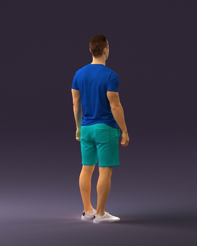 Man in blue shirt turquoise 0770 3D Print Ready 3D print model_11