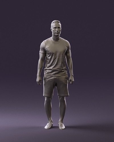 Man in blue shirt turquoise 0770 3D Print Ready 3D print model