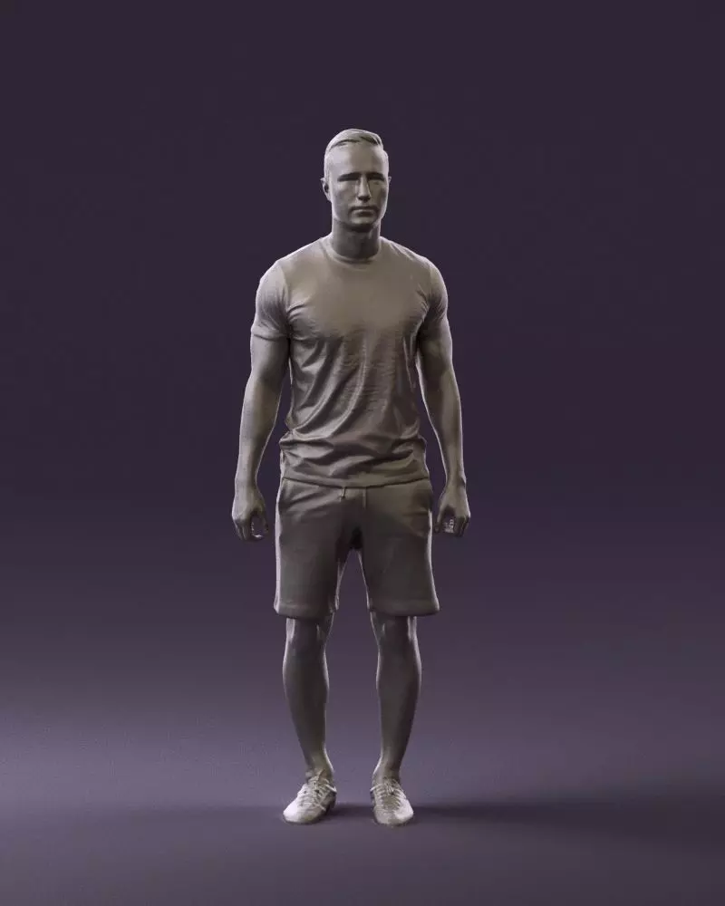 Man in blue shirt turquoise 0770 3D Print Ready 3D print model_0
