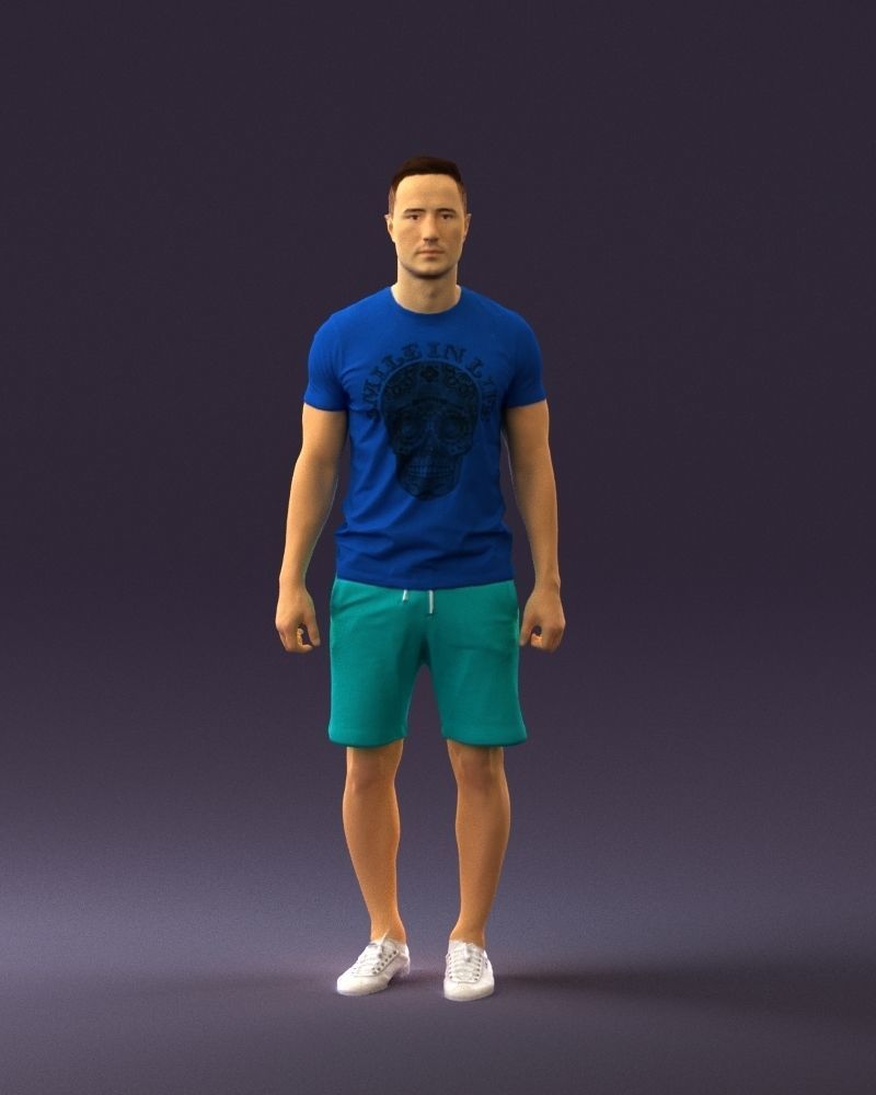 Man in blue shirt turquoise 0770 3D Print Ready 3D print model_23