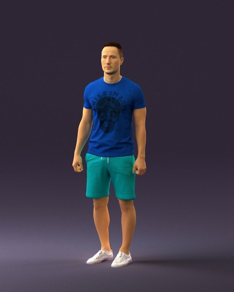 Man in blue shirt turquoise 0770 3D Print Ready 3D print model_21