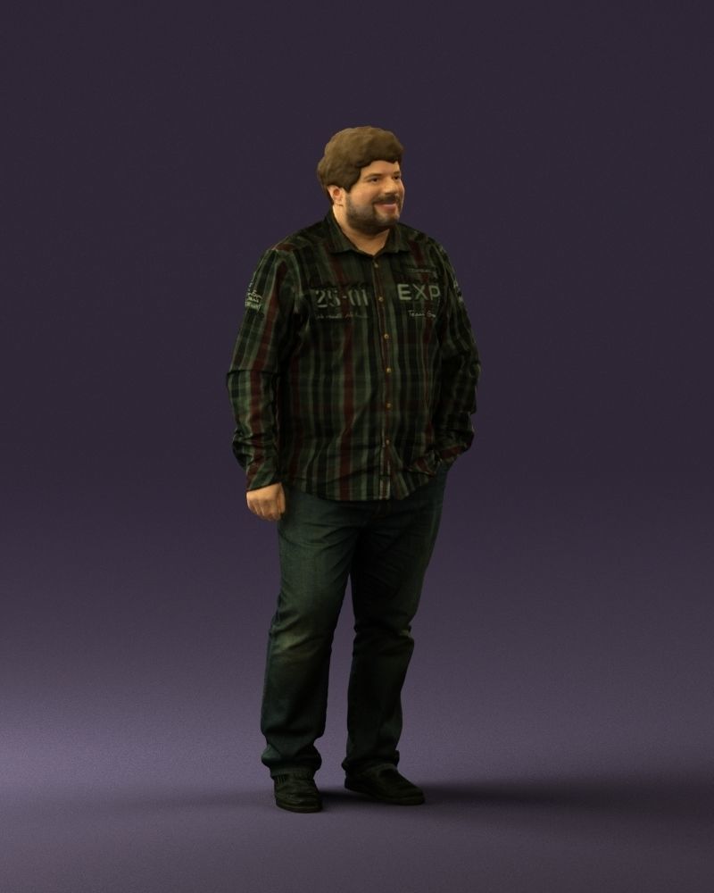 Man in plaid green tshirt 0760 3D Print Ready 3D print model_5