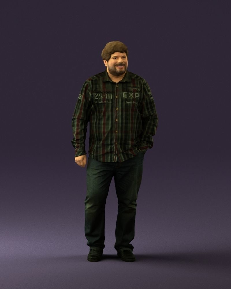 Man in plaid green tshirt 0760 3D Print Ready 3D print model_3