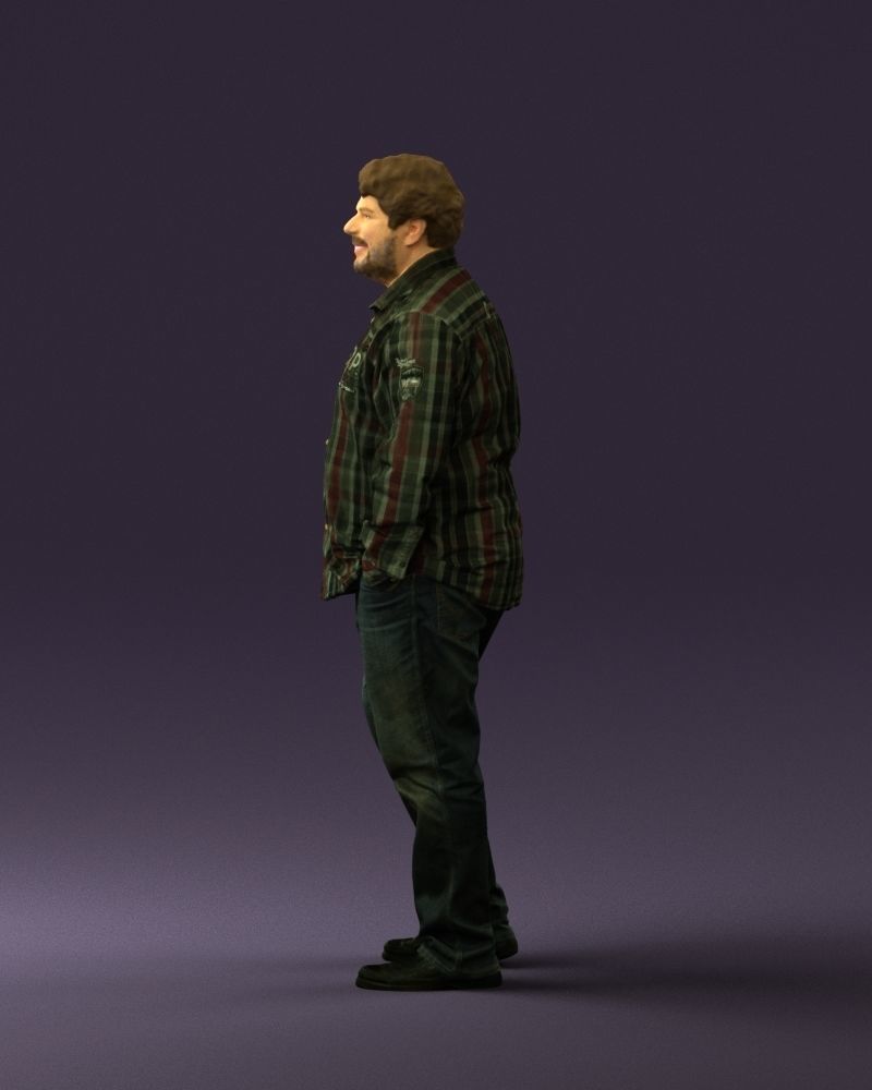 Man in plaid green tshirt 0760 3D Print Ready 3D print model_17