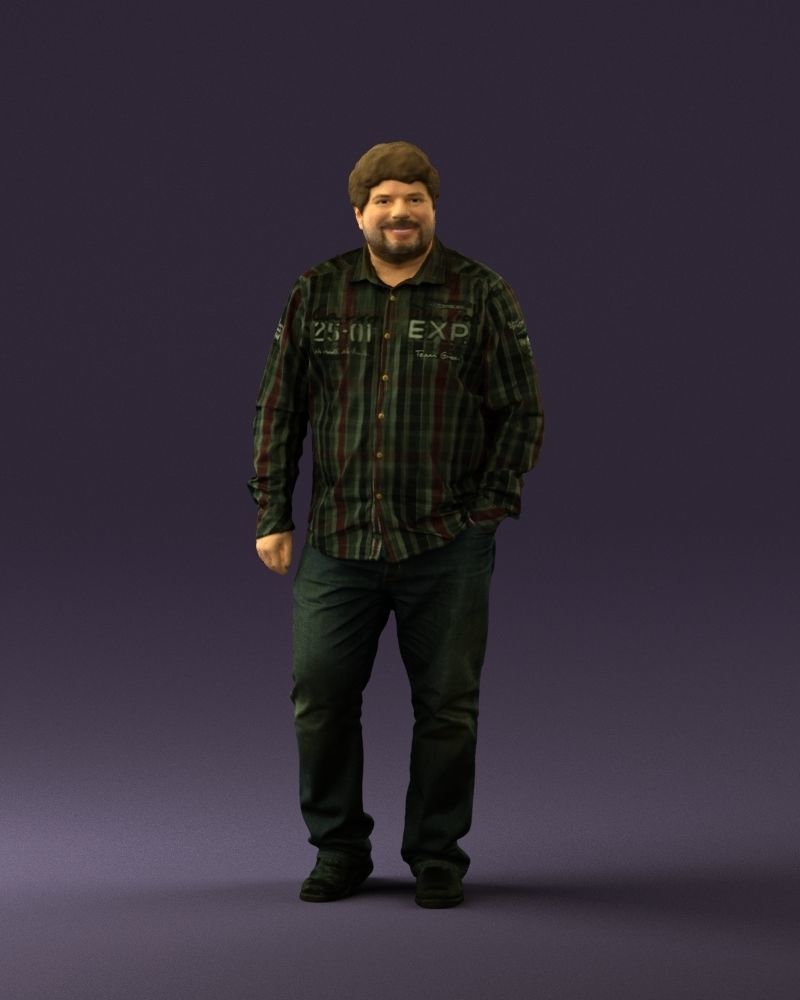 Man in plaid green tshirt 0760 3D Print Ready 3D print model_23