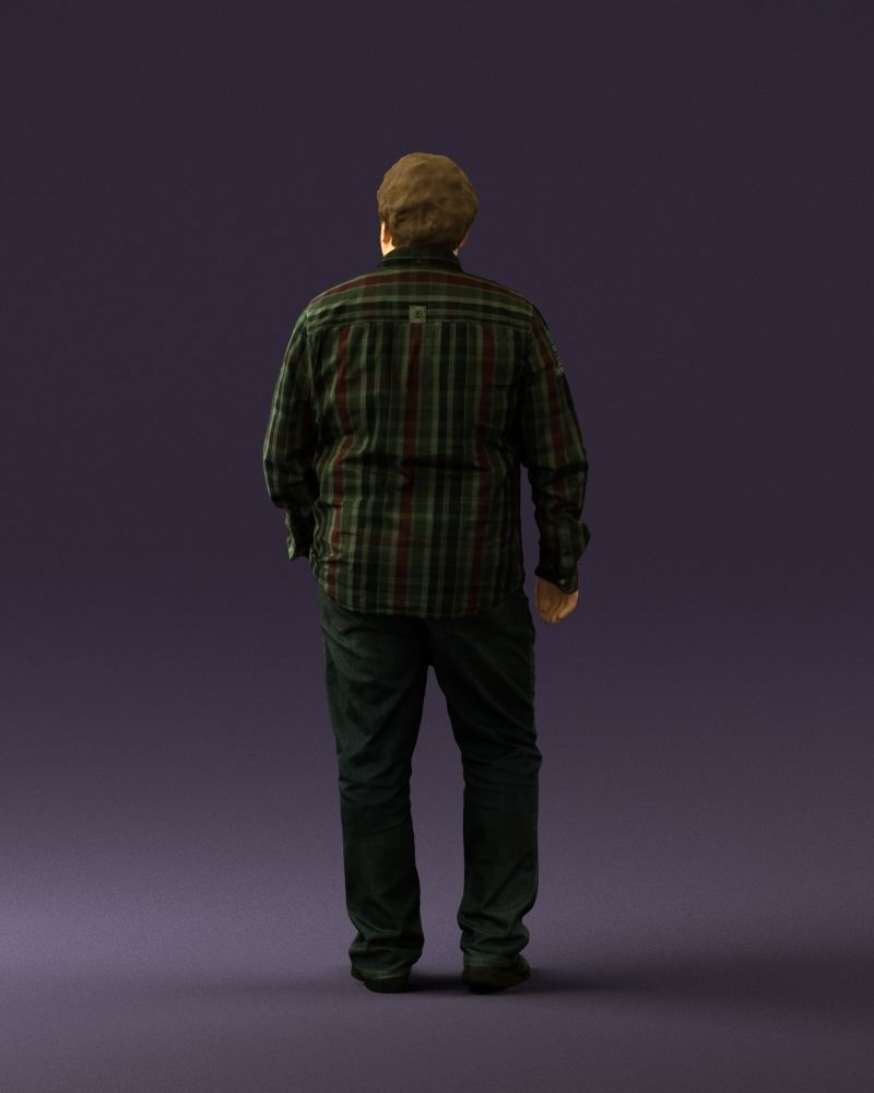 Man in plaid green tshirt 0760 3D Print Ready 3D print model_13