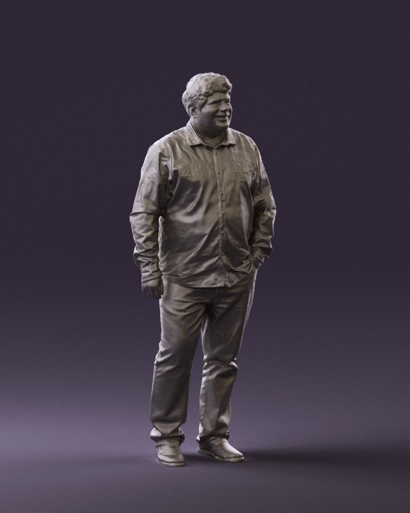 Man in plaid green tshirt 0760 3D Print Ready 3D print model_4