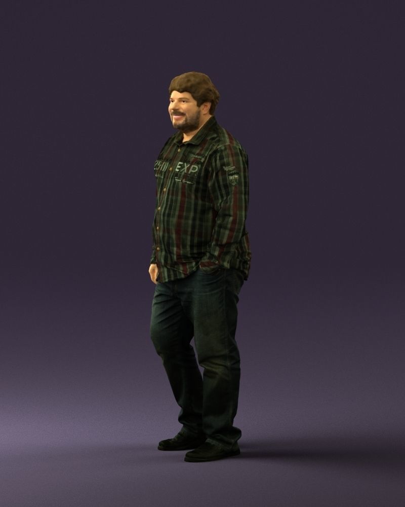 Man in plaid green tshirt 0760 3D Print Ready 3D print model_19