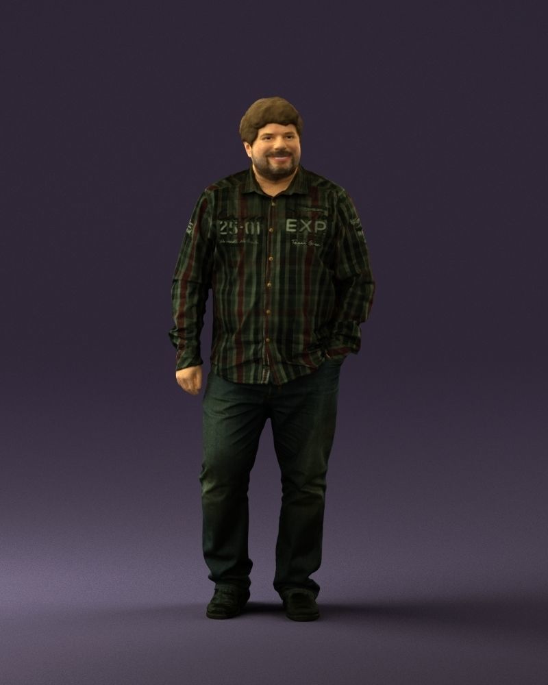 Man in plaid green tshirt 0760 3D Print Ready 3D print model_25