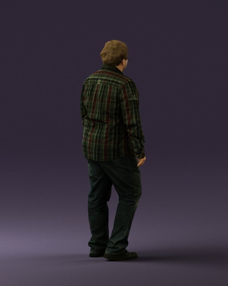 Man in plaid green tshirt 0760 3D Print Ready 3D print model_11