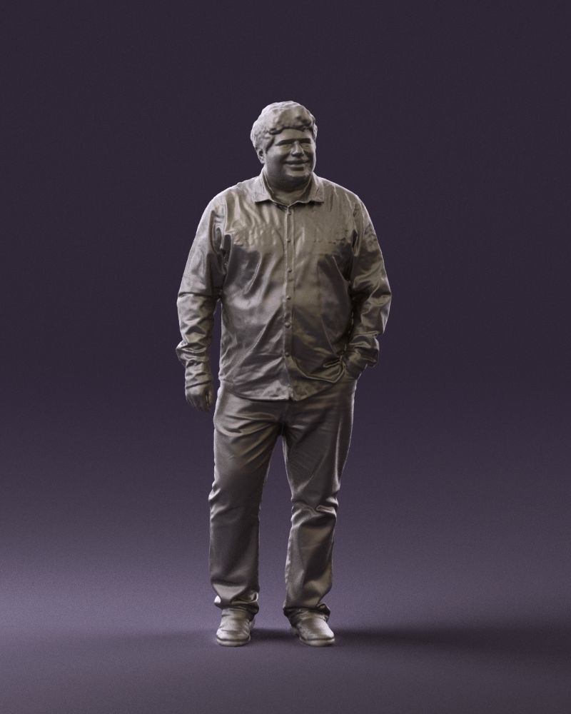 Man in plaid green tshirt 0760 3D Print Ready 3D print model_2