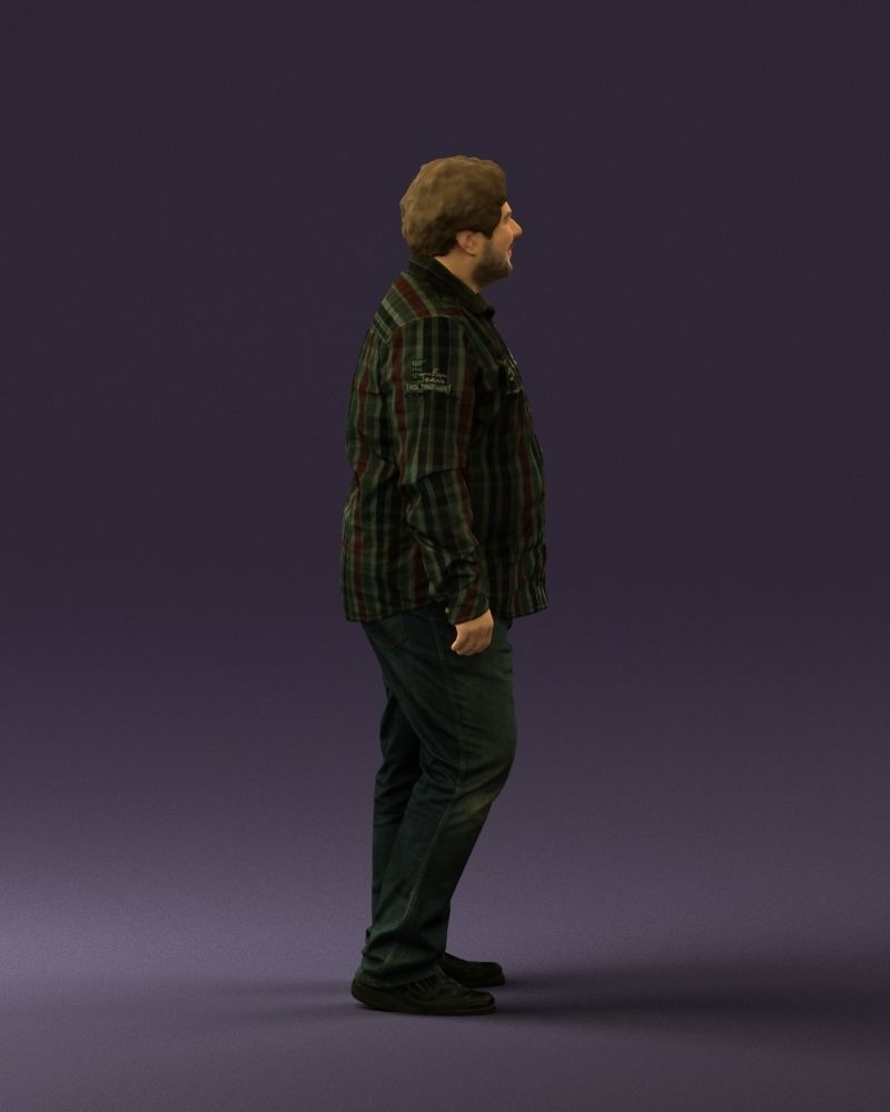 Man in plaid green tshirt 0760 3D Print Ready 3D print model_9