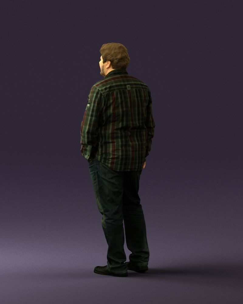Man in plaid green tshirt 0760 3D Print Ready 3D print model_15