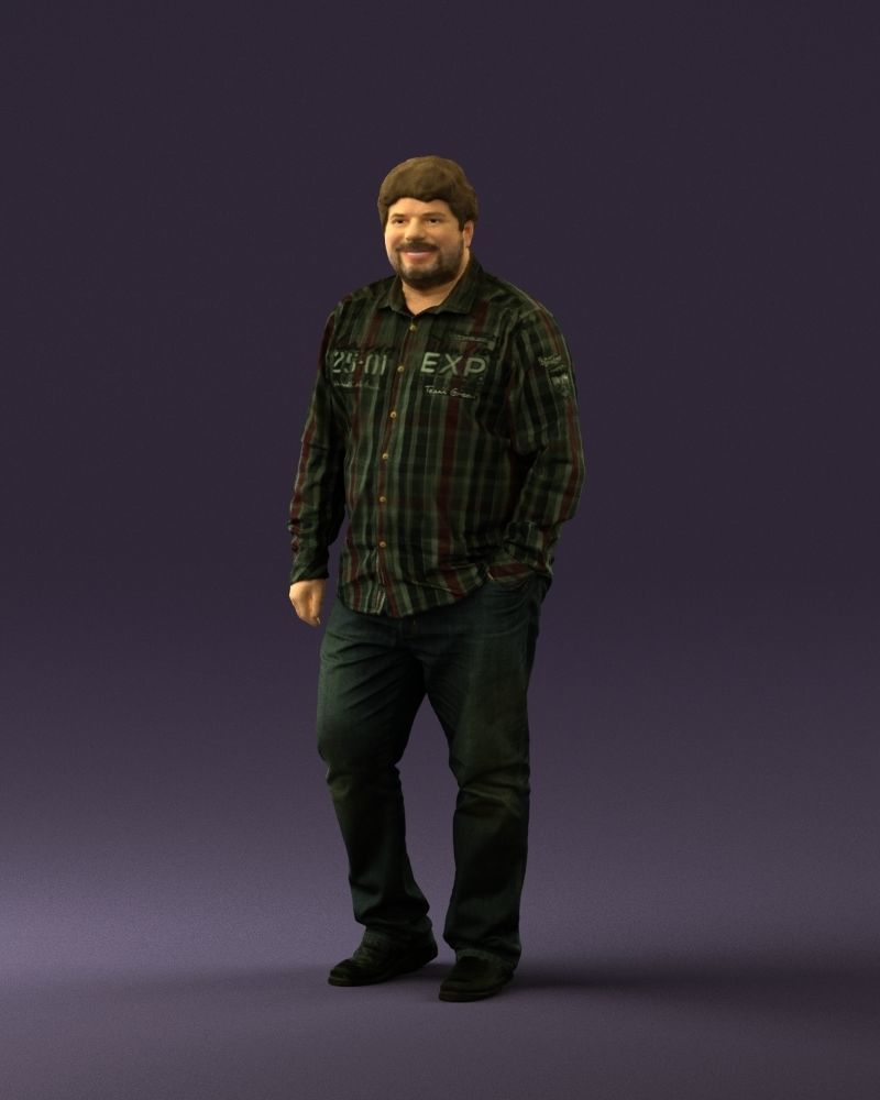 Man in plaid green tshirt 0760 3D Print Ready 3D print model_21