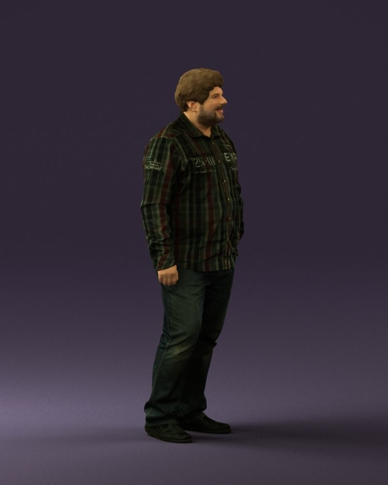 Man in plaid green tshirt 0760 3D Print Ready 3D print model_7